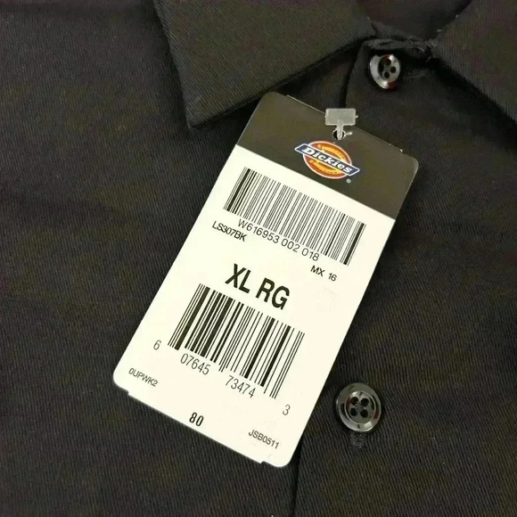 Men’s Dickies Black Short Sleeved Workwear Shirt Green Logo size XL - Picture 2 of 6